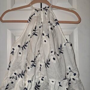 Caution To The Wind Ivory Top with Navy Accents